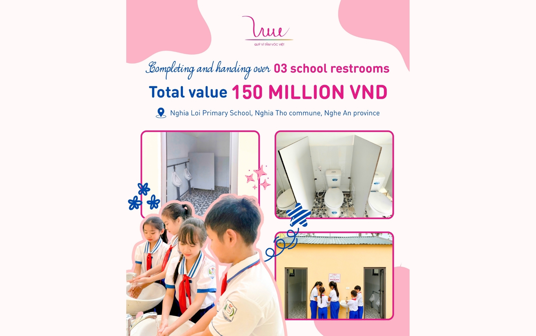 Completion and Handover of 03 school restrooms at Nghia Loi Primary School